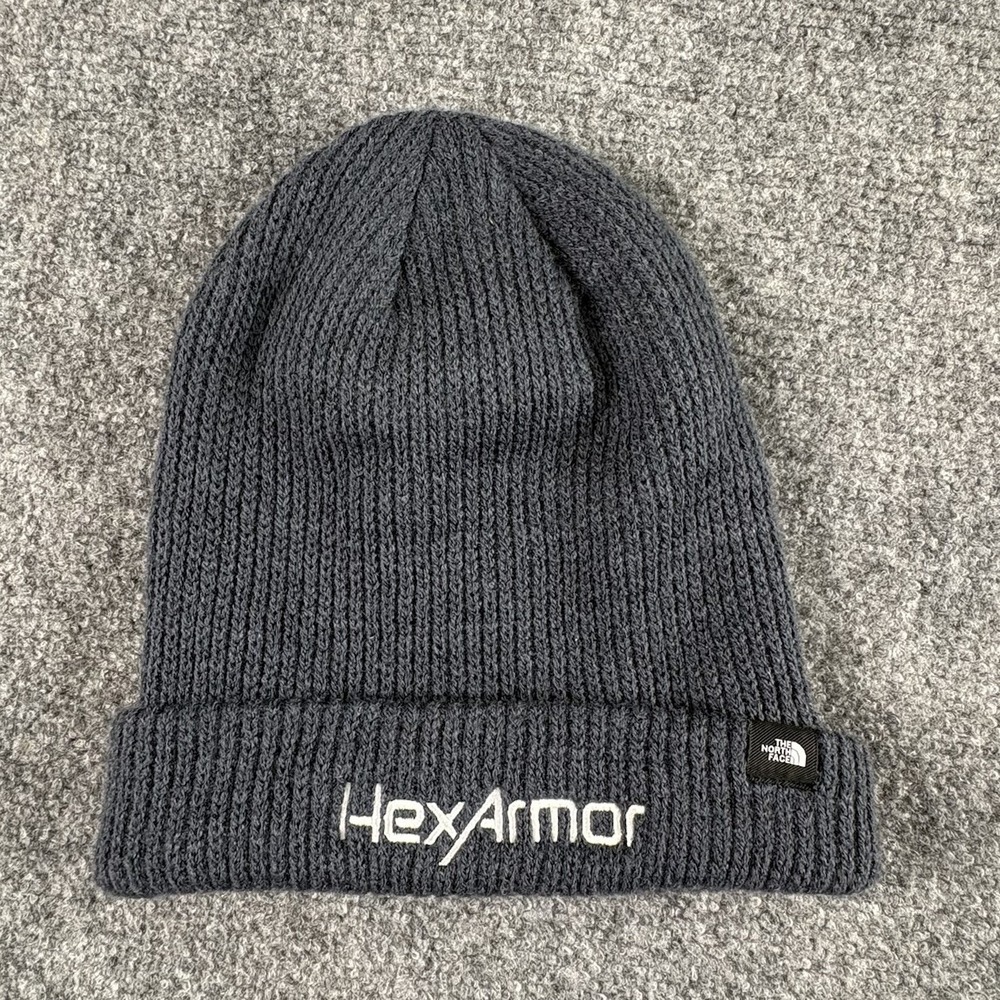The North Face Beanie OSFA Blue Knit Cuffed HexArmor Logo Winter Hat Unisex Ski